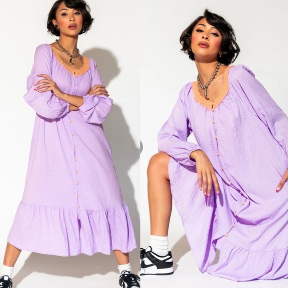 Dressed In Lala Romanticize Your Life Midi Maxi Dress Lavender Purple - Picture 3 of 15